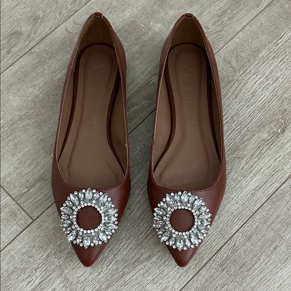 Vicenza Brown Embellished Loafers